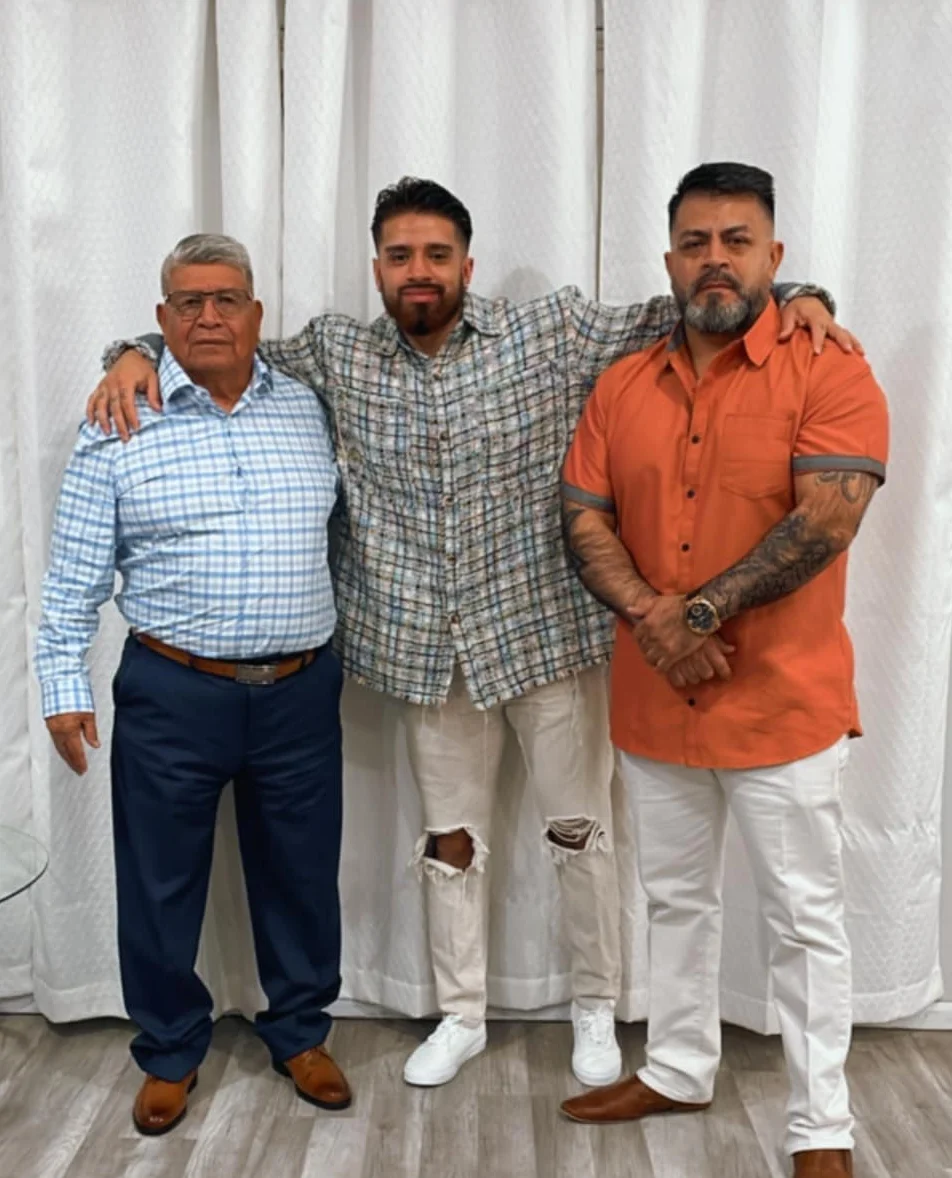 Brandon with his dad and brother. A family rooted in the trades.